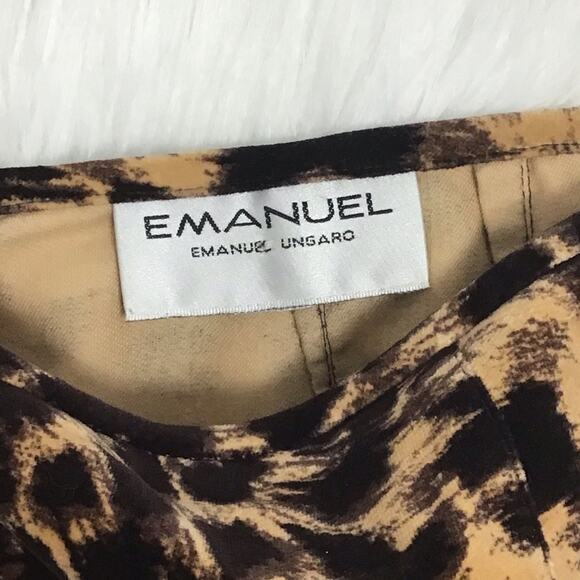 Emanuel Ungaro Crushed Velvet Cheetah Animal Print Mini Skirt Fitted sz 2 4 - Picture 5 of 9
